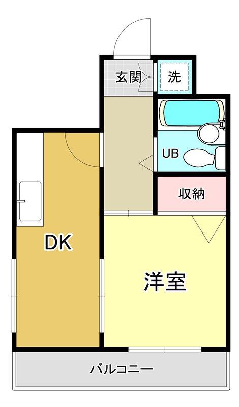エステート浦賀(1DK/2階)の間取り写真
