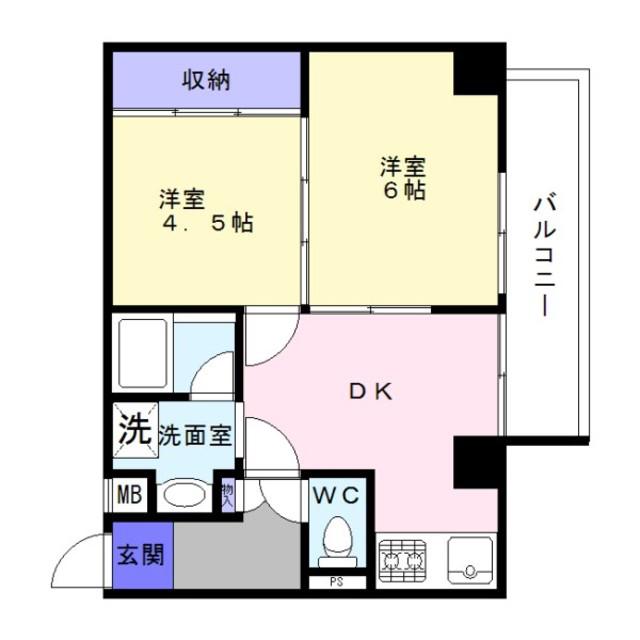 サニーハイツ長居(2DK/4階)の間取り写真