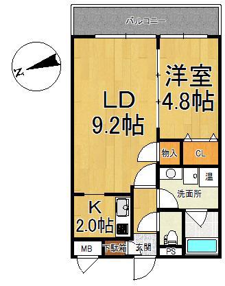 レガーロ旭町(1LDK/3階)の間取り写真