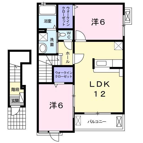 イーストゲートA(2LDK/2階)の間取り写真
