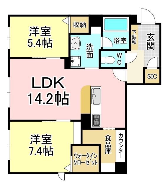 シャーメゾンステージ泉台(2LDK/1階)の間取り写真