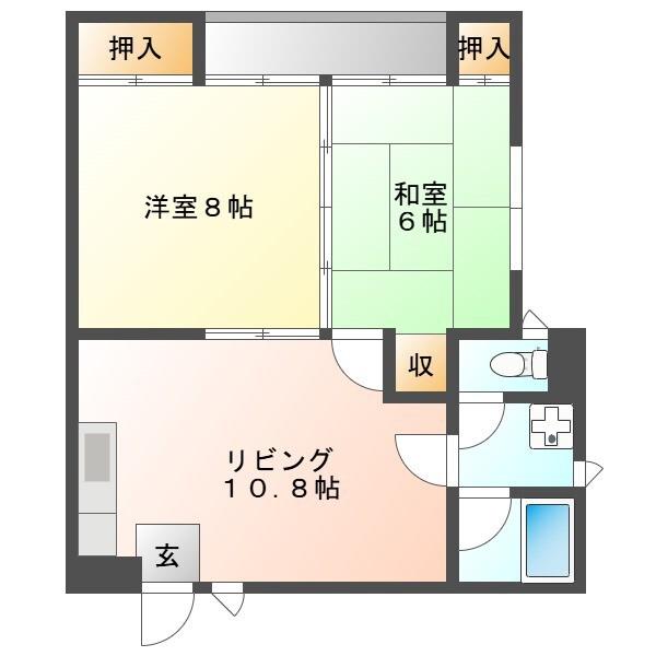 コーポみやま(2LDK/1階)の間取り写真
