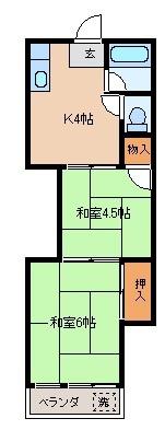 富国ハイツ(2K/3階)の間取り写真