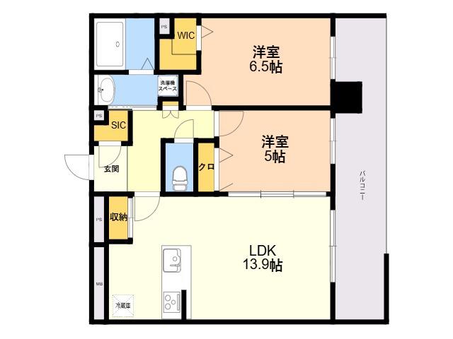 SーRESIDENCE博多駅東AWESOME(2LDK/13階)の間取り写真