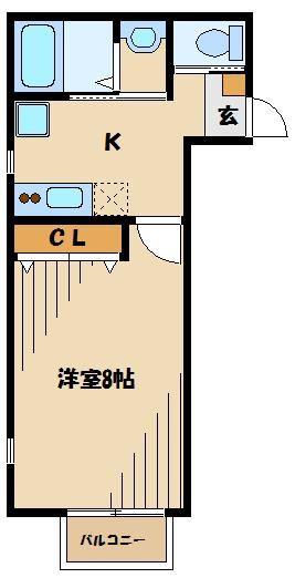 ビブレ秋津(1K/1階)の間取り写真