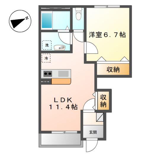 リヴェールK湘南(1LDK/1階)の間取り写真
