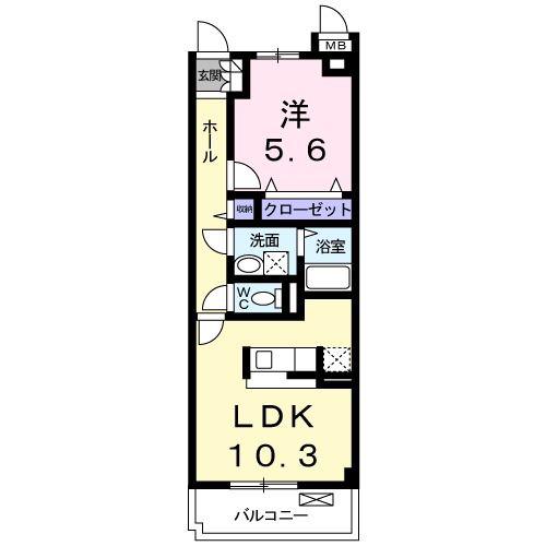 ラ・ボンボニエール(1LDK/2階)の間取り写真