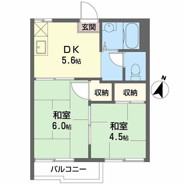 コーポ伏見(2DK/2階)の間取り写真