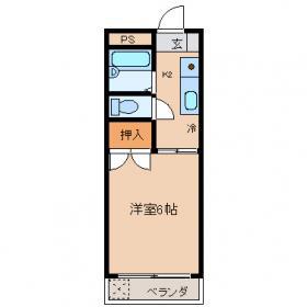スイフトI(1K/2階)の間取り写真