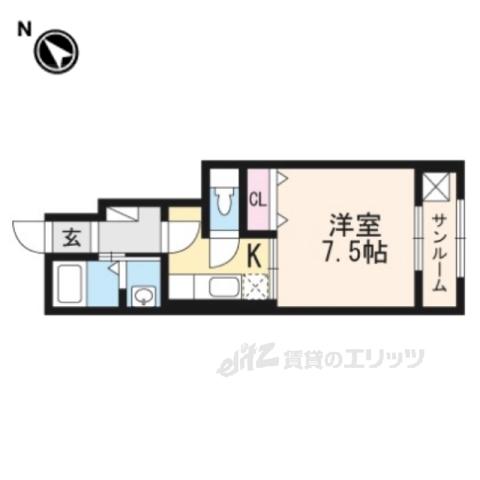 1MPERIAL3(1K/1階)の間取り写真