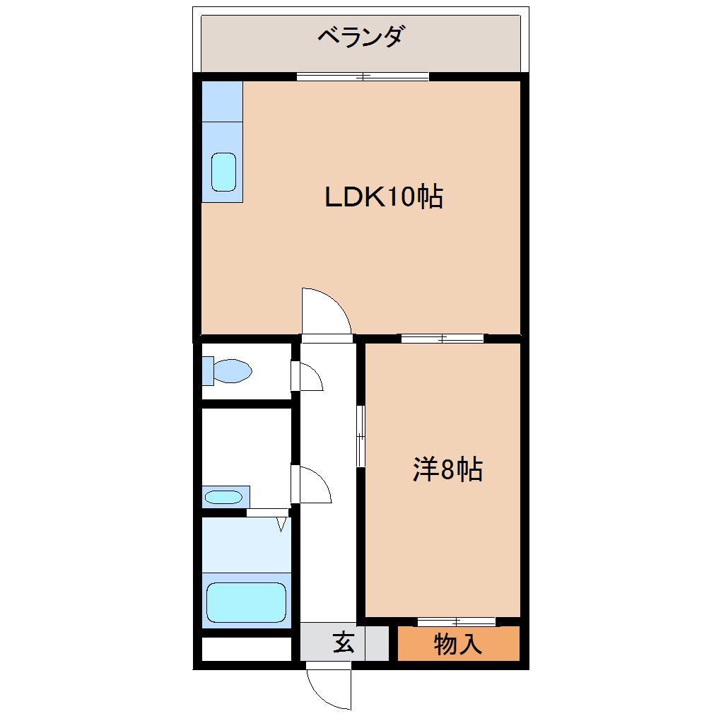 サンハイツ山田II(1LDK/3階)の間取り写真