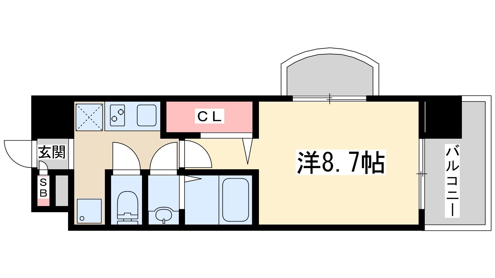 ラグゼ淡路(1K/9階)の間取り写真