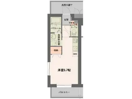 ファーストパーシモン(ワンルーム/2階)の間取り写真