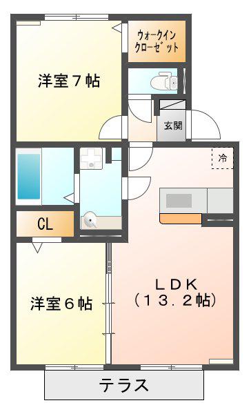 ルミナスII(2LDK/1階)の間取り写真
