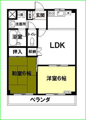 アーバニズムM2(2LDK/2階)の間取り写真