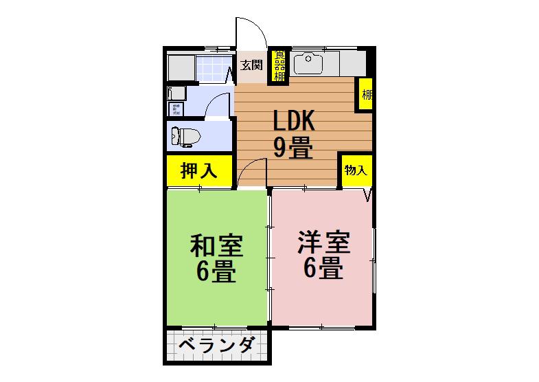 ハニーコーポラス(2LDK/2階)の間取り写真
