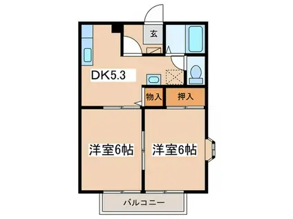 ヴィラージュ鎌倉B(2DK/2階)の間取り写真