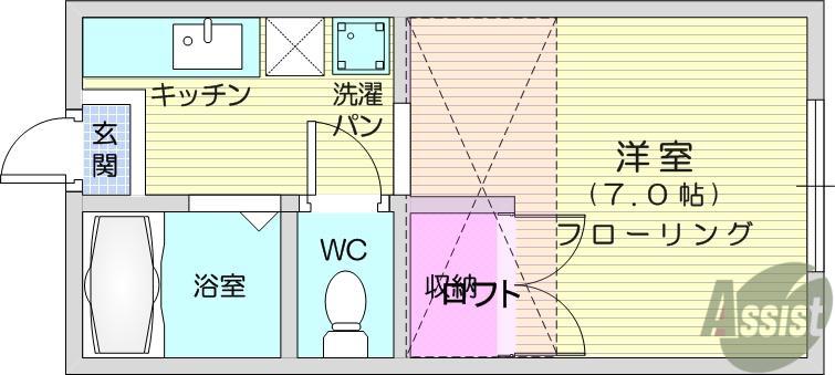 ホワイトキャッスル17番館(1K/2階)の間取り写真