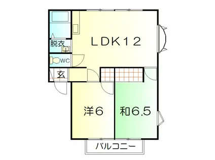サンビレッジ住吉 C(2LDK/2階)の間取り写真