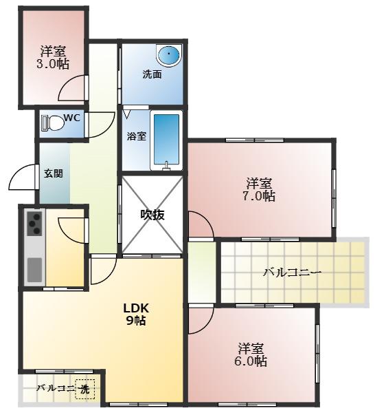 ポンテフィーコ(3LDK/2階)の間取り写真