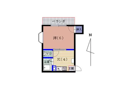 太陽マンション(1K/2階)の間取り写真