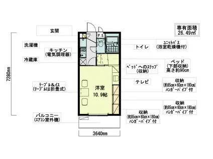 レオパレスヴィル ヌーブ(1K/2階)の間取り写真
