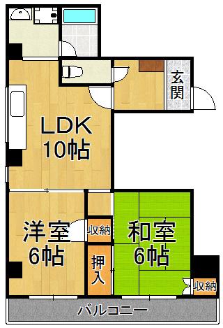 アダチイエムビル(2LDK/4階)の間取り写真