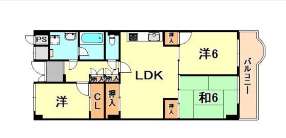 パラッシオ舞子(3LDK/5階)の間取り写真