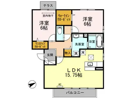 サザンリーフ新涯(2LDK/2階)の間取り写真