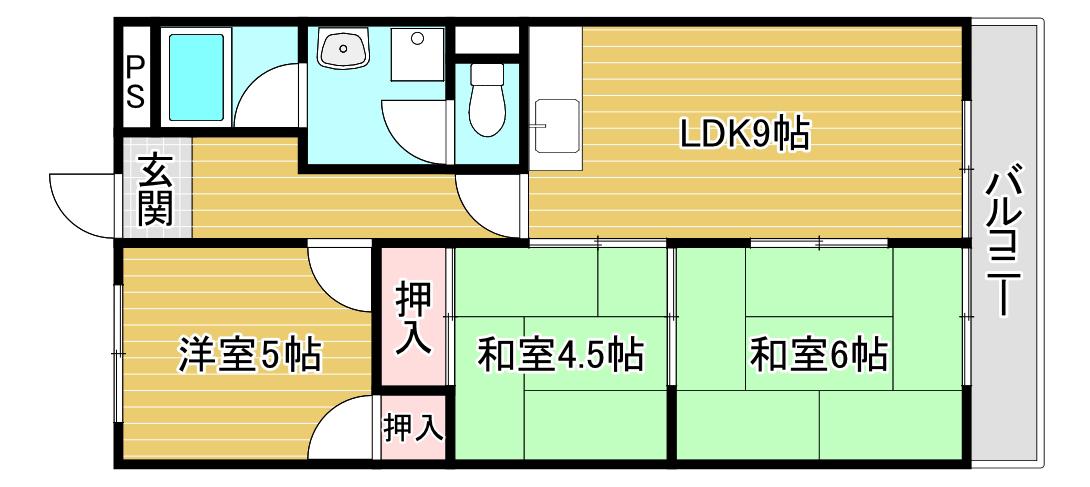シャンポール松室(3DK/2階)の間取り写真