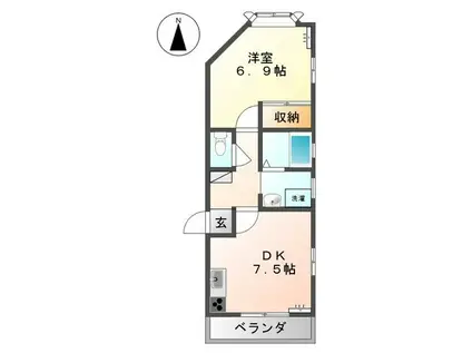 グリーンハイツ高見(1DK/3階)の間取り写真