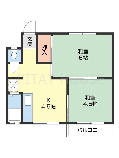 楠見マンション(2DK/4階)の間取り写真