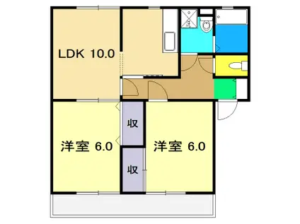 タウンコートA棟(2LDK/1階)の間取り写真