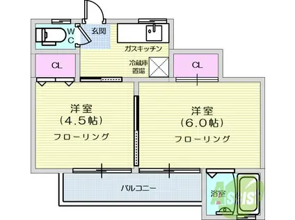 エコールF(2K/2階)の間取り写真