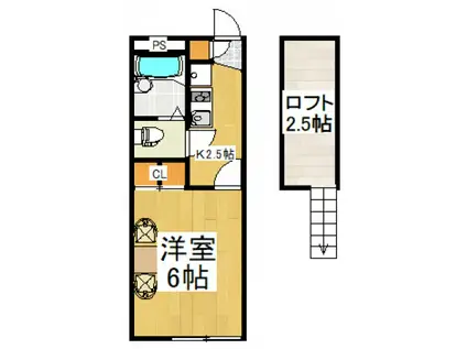 レオパレスカンタービレ(1K/2階)の間取り写真