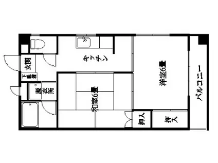 ベイサイドヒル内門(2K/2階)の間取り写真