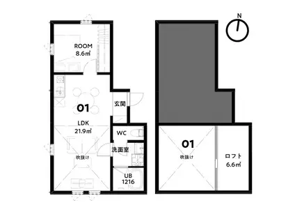 ICCA ROOM1(1LDK/2階)の間取り写真