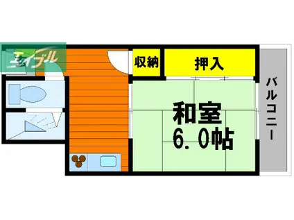 チサンマンション岡山(1DK/10階)の間取り写真