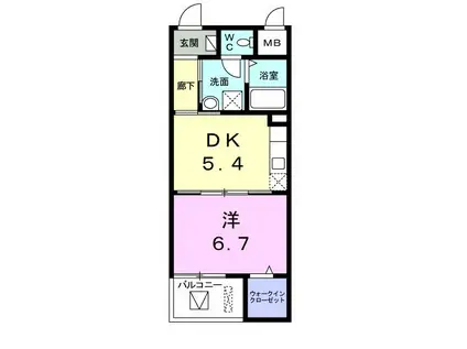 ラ プワール(1DK/3階)の間取り写真