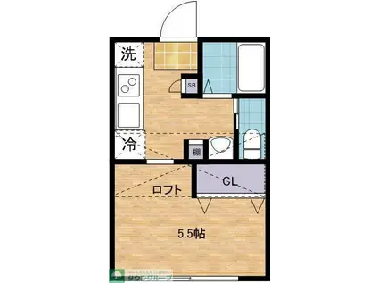 ラ・カーサ・フェリーチェ(1K/2階)の間取り写真