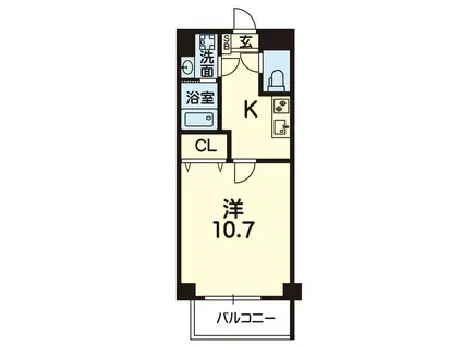 Kビル九品寺(1K/3階)の間取り写真