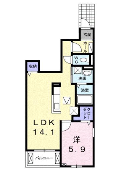 モンターナIII番館(1LDK/1階)の間取り写真