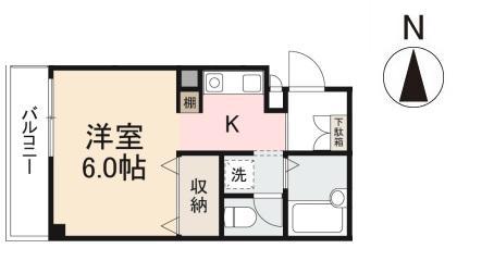 シュクレ藤塚(1K/3階)の間取り写真