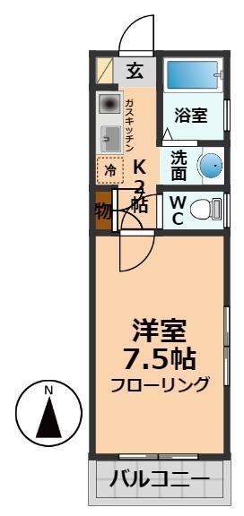 小幡マンション(1K/3階)の間取り写真