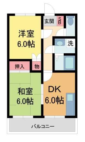 サンハイツ高司2(2DK/2階)の間取り写真