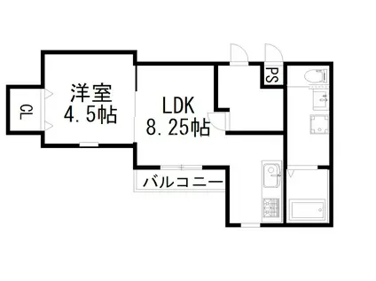 RECELDE桃山(1LDK/1階)の間取り写真
