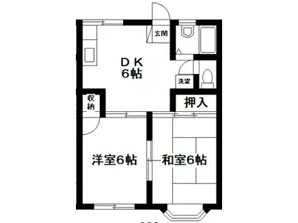上水桜ハイツ(2DK/1階)の間取り写真