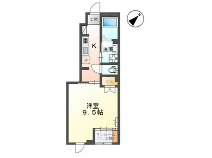 ポンテ アルコバレーノ(1K/1階)の間取り写真