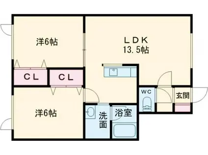 コーポなかのII(2LDK/2階)の間取り写真