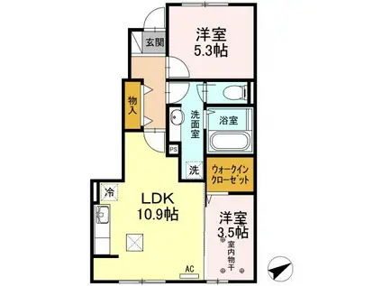ラ ルーチェ(2LDK/1階)の間取り写真
